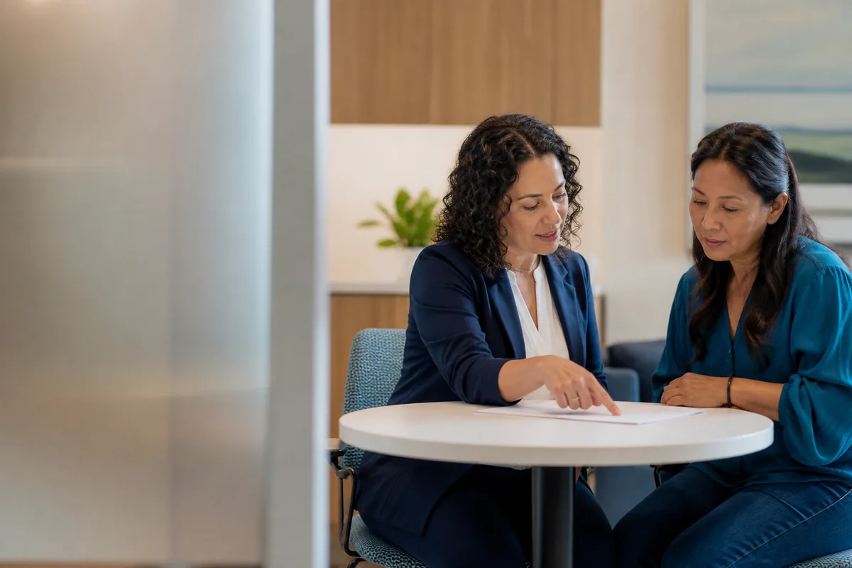 Patient financial counselor discussing a flexible plan with a patient